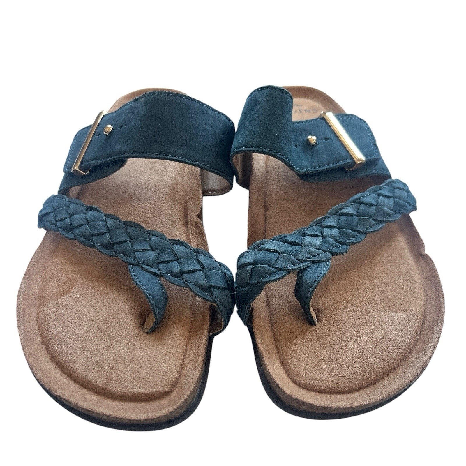 Earth Origins Womens Orono Onida Blue Braided Toe Post Comfort Sandals Size 9